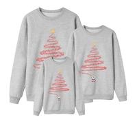 Renne Pull de Noël pour la Famille Femme Homme Enfants Longue Manches Tops Christmas Sweater Pulls De Noël Familles Col Rond Christmas Sweat-Shirt Hiver Chaud Santa Wapiti Imprimé Assortis Femme05