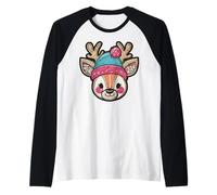 Renne Souriant avec Chapeau Bleu et Rose Manche Raglan