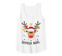 Renne Tête Joyeux Noël Flocons de Neige Drôle d'élan Débardeur, Femme, Blanc, XL