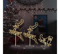 Renne/Traîneaux Noël Volant Acrylique 260x21x87 cm Blanc Chaud Jardin vidaXL