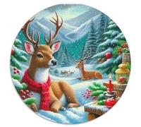 Rennes 1000 Piece Thème de Noël Puzzle Rond, pour Enfants Adult Jouets De Anti Stress Décoration pour Enfants Cadeau 12 Ans De Qualité Supérieure 1000pcs (67.5x67.5cm)