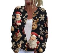 Rennes Beau Duo Pull de Noel Femme Pull Chic Original -Noel Veste Interieur Chaude Assorti Enceinte Gros Ado Cardigan Chic Et Elegant Long Grande Taille Gilets Femme Noir XL