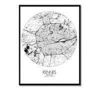 Rennes carte ville city map rond