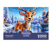 Rennes de Noël 1000 Pièces Noël Puzzle Adulte Un Puzzle Difficile Jeu Éducatif Défi Jouets Enfants Jeu De Puzzle pour Toute La Famille Décoration De La Maison 52x38cm/1000pcs