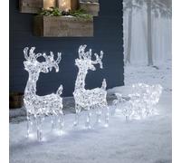 Rennes de Noël avec Traîneau Lumineux Swinsty à LED Bicolores