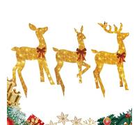 Rennes de Noël Extérieur avec Lumières, 3 Pièces Décoration De Fêtes Acrylique 2D Illuminée, Décoration Festive Pelouse, pour Quartier Pelouse Jardin Porche Patio Arrière Cour Allée Activité Familiale