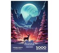Rennes et Arbre thème d'hiver 1000 Pieces Animation Puzzle pour Adulte Jeu Éduchatif Défi Jeu Cadeau Unique Adultes Enfants 70x50cm/1000pcs