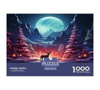 Rennes et Arbre thème d'hiver 1000 Pièces Puzzles pour Adultes Enfants, Parfait pour Les Amateurs De Puzzles, Cadeau, Stimulant, Jeux Éduchatif, Qualité Premium 70x50cm/1000pcs