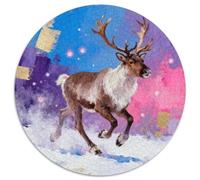 Rennes, Puzzle 1000 Pièces en Forme Circulaire, Défi Mental Et Divertissement, Cadeau Ou Décoration Parfaite, Conseillé Dès 8 Ans,Style Peint Animal, 1000pcs (67.5x67.5cm)