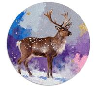 Rennes, Puzzle Circulaire De 1000 Pièces, Moment De Loisir Apaisant, Idéal pour Décoration Murale Ou Cadeau, Conseillé Dès 14 Ans,Style Peint Animal, 1000pcs (67.5x67.5cm)