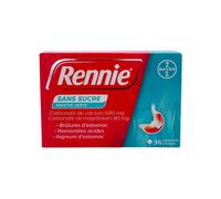 Rennie Menthe Verte Sans sucre Boîte de 36 comprimés