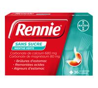 Rennie Menthe Verte Sans Sucre Brûlures D’Estomac Et Remontées Acides 36 Comprimés À Croquer