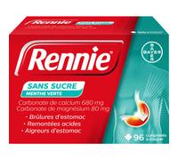 Rennie Menthe Verte Sans Sucre Brûlures D'Estomac Et Remontées Acides 96 Comprimés À Croquer