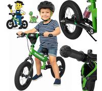 Rennmeister Draisienne | Roues de 3,6 m | Suspension | À partir de 3 ans | Siège et guidon réglables | Béquille | Vélo d'exercice pour enfants et tout-petits | Noir vert