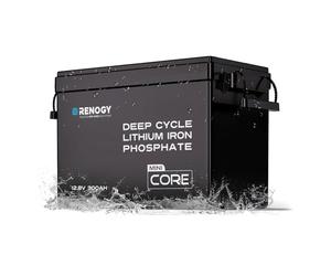 Renogy Batterie Core Mini LiFePO4 12V 300Ah au lithium-fer-phosphate, BMS 200A amélioré 5000 cycles fonction de protection contre le froid batterie au lithium pour camping-cars système solaire