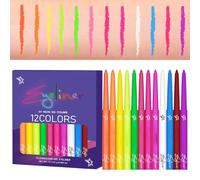 Renopfect Eyeliner liquide coloré - 12 couleurs - Feutre liquide de haute précision avec pointe de stylo - Imperméable - Eyeliner fluorescent UV - Liner graphique durable et hautement pigmenté