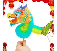 Renopfect Jouet de dragon chinois, Marionnette de dragon en papier - Guirlande en papier chinois 3D portable - Kits de marionnettes DIY de l'année du dragon, décorations de fête du Nouvel An pour