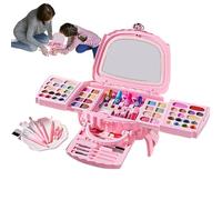 Renopfect Kit de maquillage pour - Ensemble complet de cosmétiques naturels lavables portables pour filles de 3 à 12 ans débutantes scène théâtre fêtes