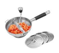 Renopfect Presse-purée en acier inoxydable avec 3 disques interchangeables, 38 x 19 x 8 cm Moulin à purée manuel Presse-purée Passoire Broyage facile pour purée, confiture, nourriture pour bébé