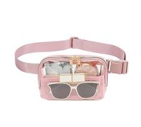 Renopfect Sac banane de course, sac banane transparent pour femme, sac banane étanche et réglable, sac banane d'extérieur, sac de poitrine de course réglable pour hommes et femmes, Rose, Voir