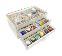Renopfect Vitrine Rock Boîte de collection en pierre précieuse 54 compartiments, 3 tiroirs, en acrylique transparent, boîte à bijoux, boîte de rangement pour, boîte de rangement en, 15,5 x 23,7
