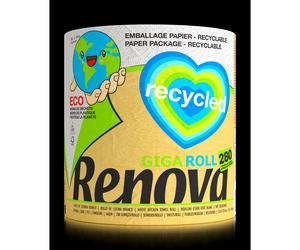 Renova Papier d'essuyage multi-usage Gigaroll double épaisseur recyclé 280 feuilles - Blanc