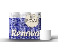 Renova Papier toilette en rouleaux standard Royal quadruple épaisseur - Rouleau de 140 feuilles - Blanc - Lot de 9 rouleaux