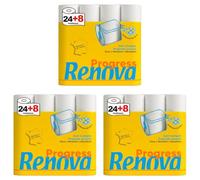 Renova Papier Toilette Progress 2 plis blanc 24+8 (Lot de 3)