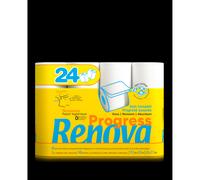 Renova Papier toilette Progress double épaisseur - Rouleau de 140 feuilles - Blanc - Lot de 24 rouleaux