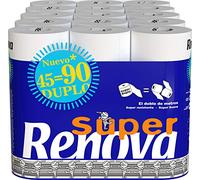 Renova Papier toilette Super Duplo | 45 rouleaux doubles équivalents à 90 rouleaux standard | Papier blanc