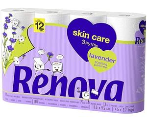Renova Skin Care Lot de 12 rouleaux de papier toilette parfumé 3 couches