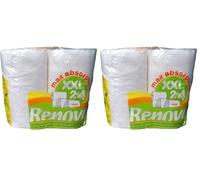 Renova XXL 2 Rolls | 2 Rolls XXL: 4 Standard | 2 Ply blanc - modèles aléatoire (L'emballage de l'article peut varier) (Lot de 2)