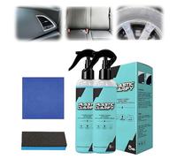 Renovateur Plastique Voiture, 2025 Nouveau Polish Voiture Nettoyage Voiture Interieur Extérieur, Nettoyant Plastique Voiture Enduit de Revêtement Revitalisant pour Plastiques, Inclus Chiffon (2 PCS)