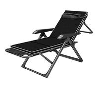 Renovation House Chaise longue pliante noire très résistante avec coussin pour extérieur, jardin, pelouse, camping