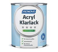 Renovo, vernis acrylique satiné 750 ml, intérieur & extérieur, profil en bois vernis