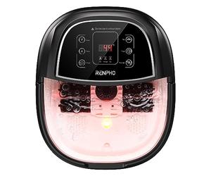 RENPHO Bain de Pied, Massage Pieds avec Chauffe, Foot Spa, Noir | avec température & minuterie réglables, 3 modes pour pieds fatigués, cadeau pour femmes, roues pour un déplacement facile