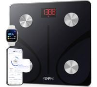 RENPHO Balance Pese Personne, Pese Personnes en Verre Trempé, Bluetooth, Max. 180 kg, Balance Connectée avec 13 Données Corporelles (IMC/graisse corporelle/masse osseuse/BMR/muscle/eau), Elis 1