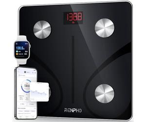 RENPHO Balance Pese Personne, Pese Personnes en Verre Trempé, Bluetooth, Max. 180 kg, Balance Connectée avec 13 Données Corporelles (IMC/graisse corporelle/masse osseuse/BMR/muscle/eau), Elis 1