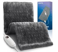 RENPHO Coussin Chauffant Avec Arrêt Automatique, 30 x 60 cm, 6 Niveaux de Chaleur, Couverture Chauffante électrique Pour le dos, La Nuque et Les épaules, Lavable en Machine | Gris, Flanelle Très Douce