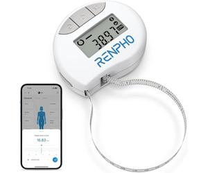 RENPHO Mètre Ruban Rétractable et Connecté avec Application Bluetooth pour Mesure du Corps, Perte de Poids, Gain de Muscle, Remise en Forme et Musculation Pouces et Centimètres