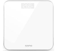 RENPHO Pese Personnes Numérique, Balance Pese Personne Compact et Ultraplat, Technologie Step-On, Ecran LED, Capacité 180 Kg, Blanc