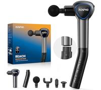 RENPHO Reach Pistolet de Massage avec Poignée d'Extension pour le dos, Noir | Écran tactile LED, 5 vitesses, 4 têtes, 2800 tr/min, pistolet de massage pour les zones difficiles d'accès