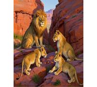 Renqidian 5D Diamant Peinture Par Numéro Kit Lion Diamond Art Crystal Parfait Pour la Décoration Murale D'un Adulte Ou D'un Enfant 40x50 cm