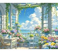 Renqidian 5D Diamant Peinture Par Numéro Kit Maison fleurie Diamond Art Crystal Parfait Pour la Décoration Murale D'un Adulte Ou D'un Enfant 40x50 cm