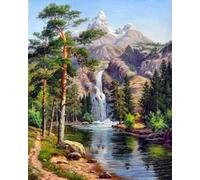 Renqidian 5D Diamant Peinture Par Numéro Kit Paysage de cascade Diamond Art Crystal Parfait Pour la Décoration Murale D'un Adulte Ou D'un Enfant 40x50 cm