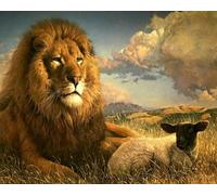 Renqidian 5D Diamant Peinture Par Numéro Kit Statue de lion doré Diamond Art Crystal Parfait Pour la Décoration Murale D'un Adulte Ou D'un Enfant 40x50 cm