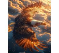 Renqidian Adulte Broderie Kit Point de Croix Aigle 11CT Kit Point de Croix Pré Imprimé Enfant Débutant Avec Fils Set Facile-40x50 cm