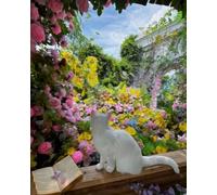 Renqidian Adulte Broderie Kit Point de Croix Chat marin et fleur 11CT Kit Point de Croix Pré Imprimé Enfant Débutant Avec Fils Set Facile-40x50 cm