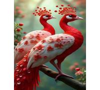 Renqidian Adulte Broderie Kit Point de Croix Deux paons 11CT Kit Point de Croix Pré Imprimé Enfant Débutant Avec Fils Set Facile-40x50 cm