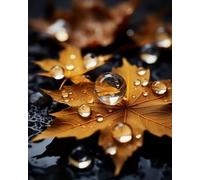 Renqidian Adulte Broderie Kit Point de Croix Gouttes d'eau sur une feuille d'érable 11CT Kit Point de Croix Pré Imprimé Enfant Débutant Avec Fils Set Facile-40x50 cm